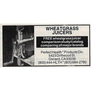 PerfectHealth Wheatgrass Juicers Vintage Print Ad 1994 Oxnard CA u